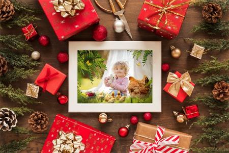 Photo Frame Christmas With Gift Boxes