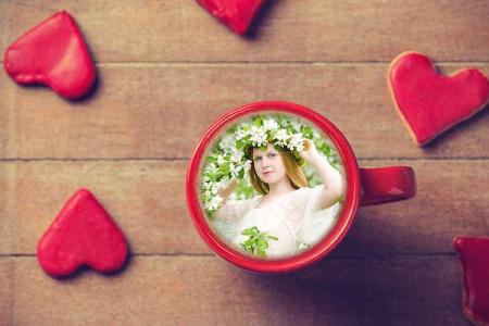 Frame Love With Tea Cup