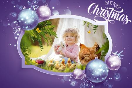 Purple Frame With Christmas Balls