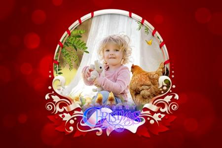 Christmas Photo With Red Frame