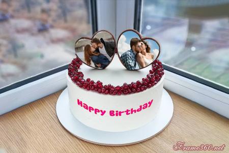 Double Heart Birthday Cake With Photo