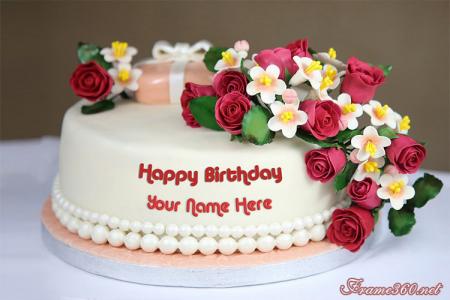 Flower Birthday Cake With Photos And Names