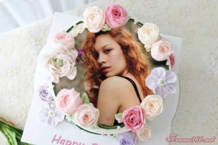Flower Cakes With Photo Frame Online