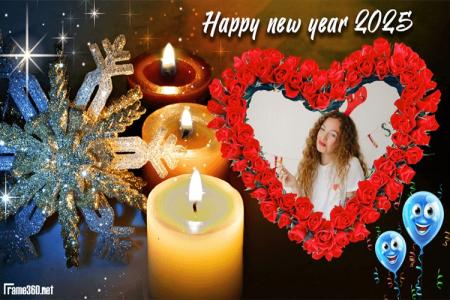 Frame Happy New Year 2025 heart border