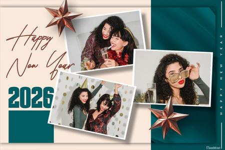 Cheerful and Modern Happy New Year 2026 Greeting Card