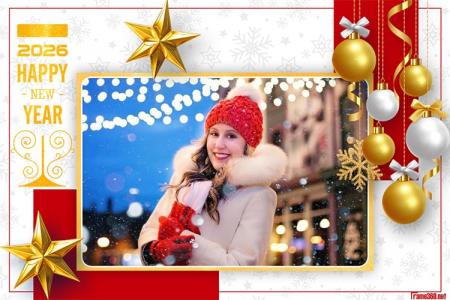 Beautiful New Year 2026 Photo Frame With a Sparkling Design and Festive Colors