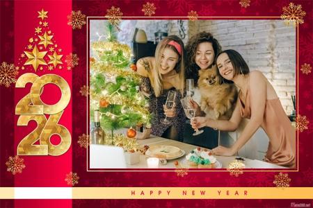 Luxury Red & Gold New Year 2026 Photo Frame