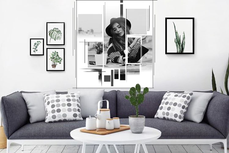 living room picture frame collage