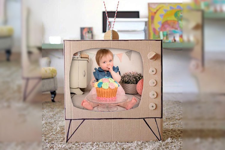 Cardboard Television Photo Frame