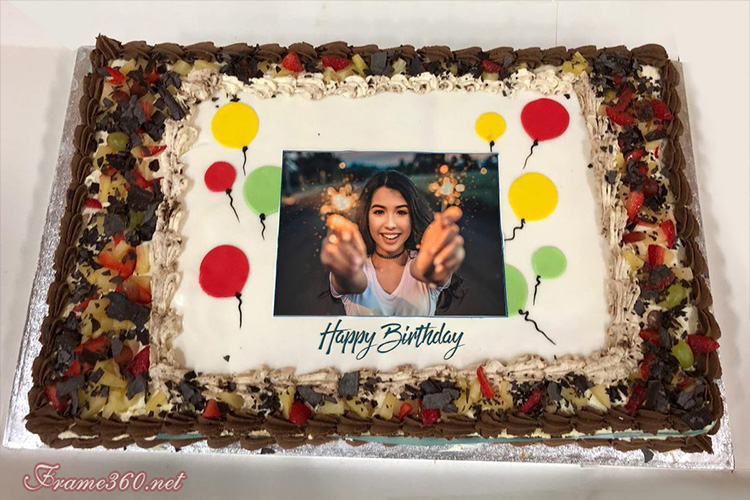 Photo On Chocolate Birthday Cake With Name Editor