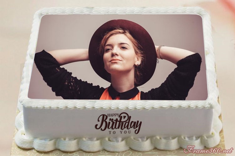 Simple White Birthday Cake With Photo Edit