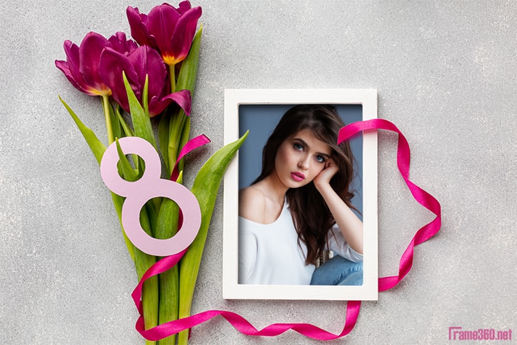 Create beautiful flower march 8  photo frames online