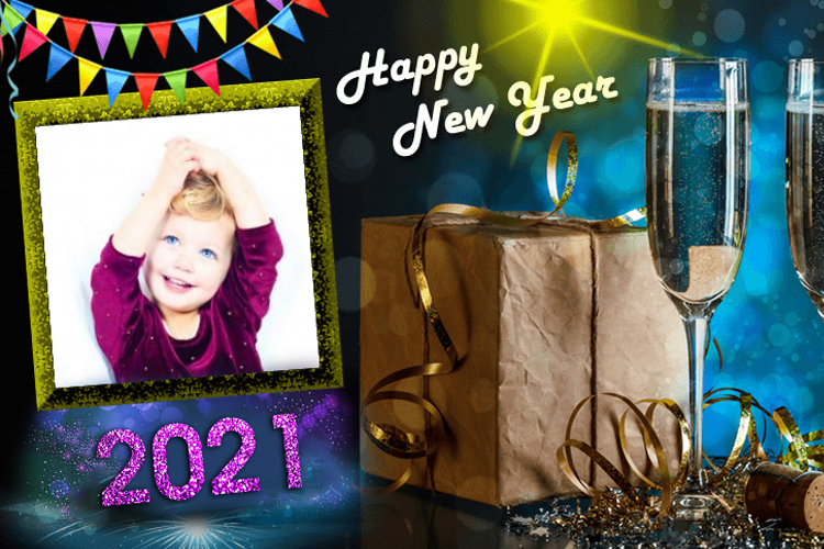 Frame Happy New Year 2021 Gift Box