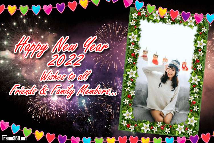 New year photo frame 2022 with greetings