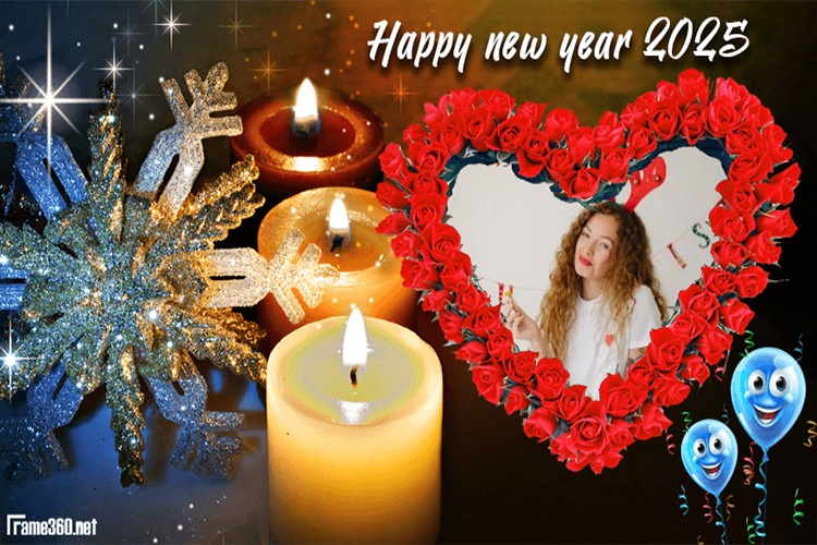 Frame Happy New Year 2025 heart border